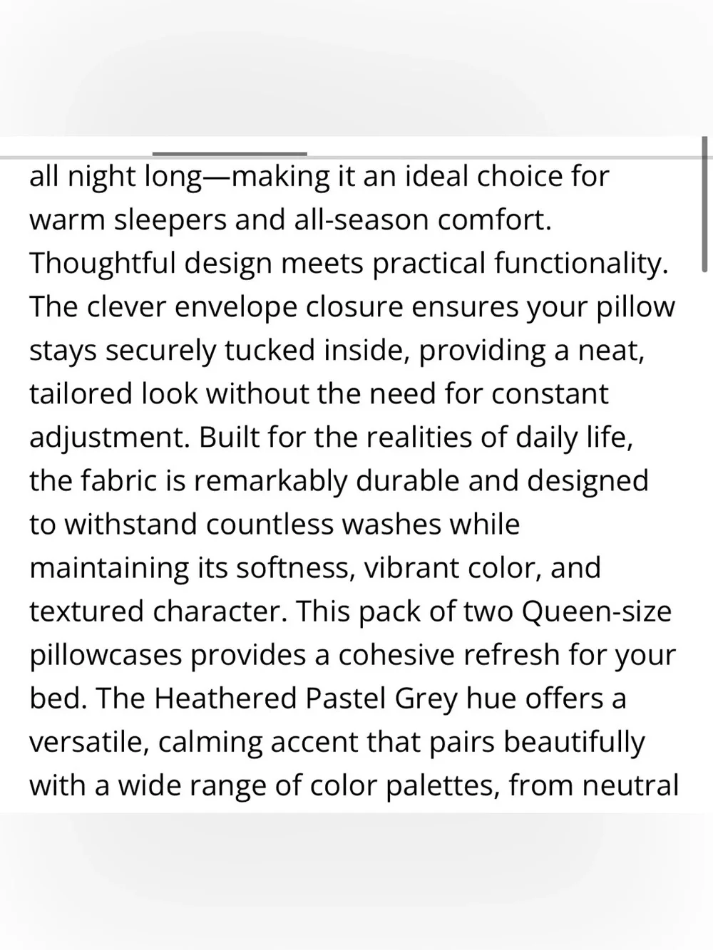 Pastel Gray Pillowcases with Envelope Closure 100% Washed Cotton QUEEN 20x30”